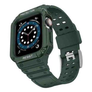 Silicone Integrated Watch Band For Apple Watch Series 7 45mm / 6&SE&5&4 44mm / 3&2&1 42mm(Dark Green+Green Frame)