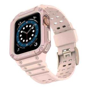 Silicone Integrated Watch Band For Apple Watch Series 7 45mm / 6&SE&5&4 44mm / 3&2&1 42mm(Sand Pink+Rose Pink Frame)