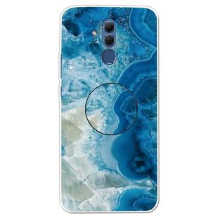 For Huawei Mate 20 Lite Embossed Varnished Marble TPU Protective Case with Holder(Light Blue)