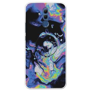 For Huawei Mate 20 Lite Embossed Varnished Marble TPU Protective Case with Holder(Deep Purple)