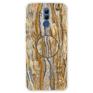 For Huawei Mate 20 Lite Embossed Varnished Marble TPU Protective Case with Holder(Brown)