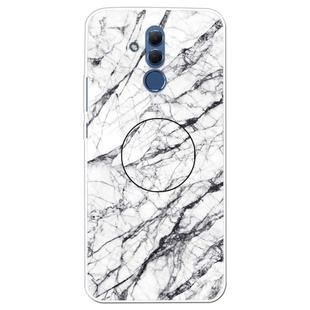 For Huawei Mate 20 Lite Embossed Varnished Marble TPU Protective Case with Holder(White)