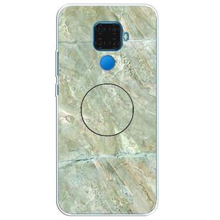 For Huawei Mate 30 Lite Embossed Varnished Marble TPU Protective Case with Holder(Light Green)