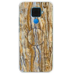 For Huawei Mate 30 Lite Embossed Varnished Marble TPU Protective Case with Holder(Brown)