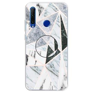 For Huawei P Smart+ 2019 Embossed Varnished Marble TPU Protective Case with Holder(Polytriangle)