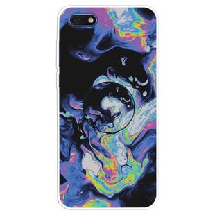 For Huawei Y5 Lite 2018 Embossed Varnished Marble TPU Protective Case with Holder(Deep Purple)
