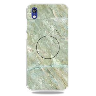 For Huawei Honor 8S Embossed Varnished Marble TPU Protective Case with Holder(Light Green)