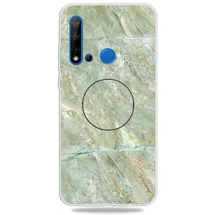 For Huawei P20 lite (2019) Embossed Varnished Marble TPU Protective Case with Holder(Light Green)