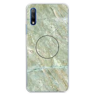 For Huawei Honor 9X & 9X Pro Embossed Varnished Marble TPU Protective Case with Holder(Light Green)