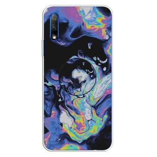 For Huawei Honor 9X & 9X Pro Embossed Varnished Marble TPU Protective Case with Holder(Deep Purple)