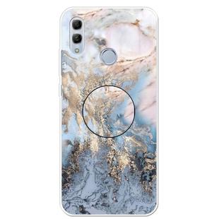 For Huawei Honor 10 Lite Embossed Varnished Marble TPU Protective Case with Holder(Gold Grey)