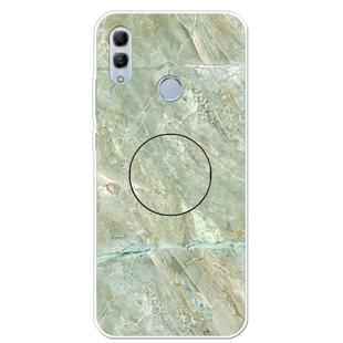 For Huawei Honor 10 Lite Embossed Varnished Marble TPU Protective Case with Holder(Light Green)