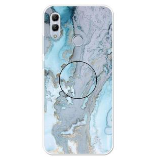 For Huawei Honor 10 Lite Embossed Varnished Marble TPU Protective Case with Holder(Silver Blue)