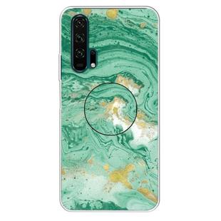 For Huawei Honor 20 Pro Embossed Varnished Marble TPU Protective Case with Holder(Dark Green)