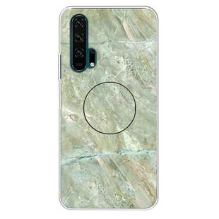For Huawei Honor 20 Pro Embossed Varnished Marble TPU Protective Case with Holder(Light Green)