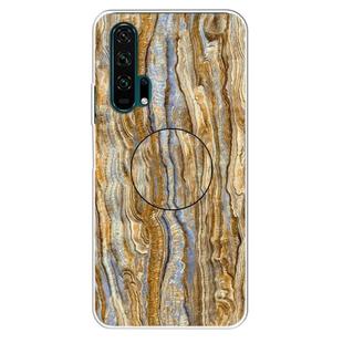 For Huawei Honor 20 Pro Embossed Varnished Marble TPU Protective Case with Holder(Brown)