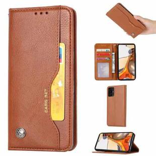 For Xiaomi Mi 11T / 11T Pro Knead Skin Texture Horizontal Flip Leather Case with Photo Frame & Holder & Card Slots & Wallet(Brown)