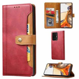 For Xiaomi Mi 11T / Mi 11T Pro Calf Texture Double Fold Clasp Horizontal Flip Leather Case with Photo Frame & Holder & Card Slots & Wallet(Red)