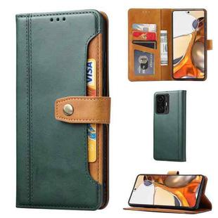 For Xiaomi Mi 11T / Mi 11T Pro Calf Texture Double Fold Clasp Horizontal Flip Leather Case with Photo Frame & Holder & Card Slots & Wallet(Green)