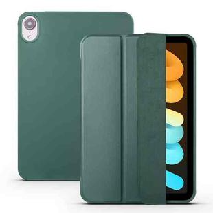For iPad mini 6 3-folding Horizontal Flip Honeycomb TPU Shockproof + PU Leather Tablet Case with Holder(Pine Green)