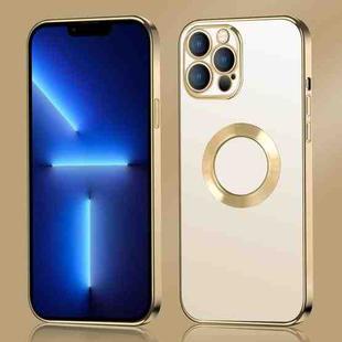 For iPhone 11 9D Electroplated Edge Metal Ring Clear PC + TPU Shockproof Case (Gold)