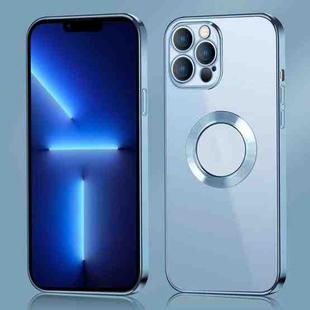 For iPhone 11 9D Electroplated Edge Metal Ring Clear PC + TPU Shockproof Case (Sierra Blue)