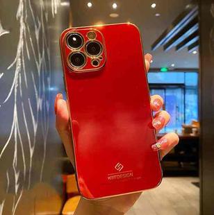 Electroplating Metal Frame Precise Hole TPU Protective Case For iPhone 13(Red)