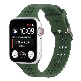 Hollow Out Silicone Watch Band For Apple Watch Series 8&7 41mm / SE 2&6&SE&5&4 40mm / 3&2&1 38mm(Olive Green)