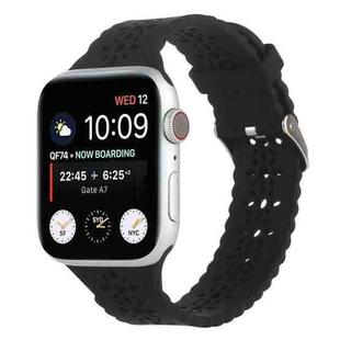 Hollow Out Silicone Watch Band For Apple Watch Series 8&7 41mm / SE 2&6&SE&5&4 40mm / 3&2&1 38mm(Black)