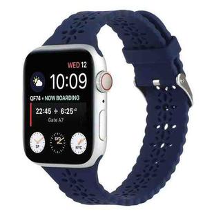 Hollow Out Silicone Watch Band For Apple Watch Series 8&7 41mm / SE 2&6&SE&5&4 40mm / 3&2&1 38mm(Dark Blue)