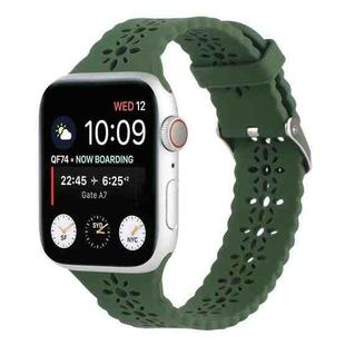 Hollow Out Silicone Watch Band For Apple Watch Ultra 49mm / Series 8&7 45mm / SE 2&6&SE&5&4 44mm / 3&2&1 42mm(Olive Green)