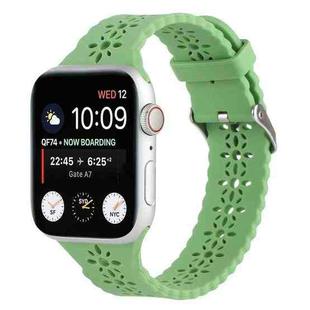 Hollow Out Silicone Watch Band For Apple Watch Ultra 49mm / Series 8&7 45mm / SE 2&6&SE&5&4 44mm / 3&2&1 42mm(Grass Green)