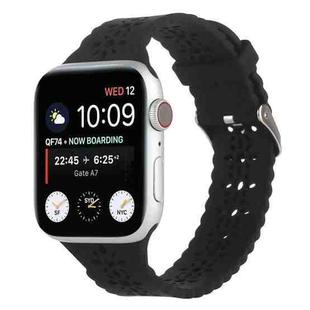 Hollow Out Silicone Watch Band For Apple Watch Ultra 49mm / Series 8&7 45mm / SE 2&6&SE&5&4 44mm / 3&2&1 42mm(Black)