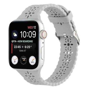 Hollow Out Silicone Watch Band For Apple Watch Ultra 49mm / Series 8&7 45mm / SE 2&6&SE&5&4 44mm / 3&2&1 42mm(Grey)