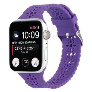 Hollow Out Silicone Watch Band For Apple Watch Ultra 49mm / Series 8&7 45mm / SE 2&6&SE&5&4 44mm / 3&2&1 42mm(Purple)