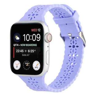 Hollow Out Silicone Watch Band For Apple Watch Ultra 49mm / Series 8&7 45mm / SE 2&6&SE&5&4 44mm / 3&2&1 42mm(Light Purple)