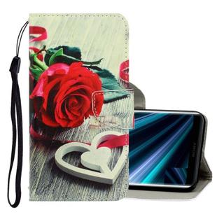 For Sony Xperia 20 3D Colored Drawing Horizontal Flip PU Leather Case with Holder & Card Slots & Wallet(Red Rose)