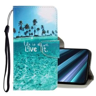 For Sony Xperia XZ4 3D Colored Drawing Horizontal Flip PU Leather Case with Holder & Card Slots & Wallet(Coconut Tree)