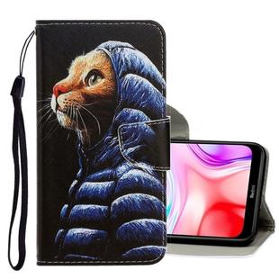 For Xiaomi Redmi 8 3D Colored Drawing Horizontal Flip PU Leather Case with Holder & Card Slots & Wallet(Down Jacket Cat)