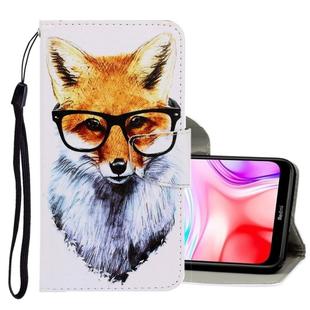 For Xiaomi Redmi 8 3D Colored Drawing Horizontal Flip PU Leather Case with Holder & Card Slots & Wallet(Fox)