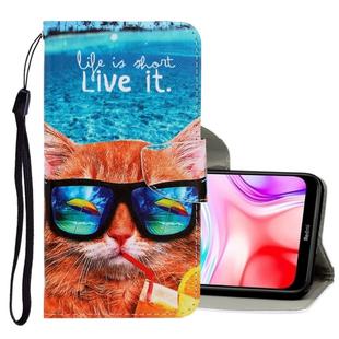For Xiaomi Redmi 8 3D Colored Drawing Horizontal Flip PU Leather Case with Holder & Card Slots & Wallet(Underwater Cat)
