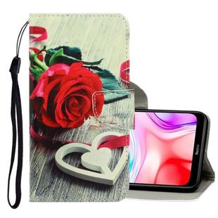 For Xiaomi Redmi 8 3D Colored Drawing Horizontal Flip PU Leather Case with Holder & Card Slots & Wallet(Red Rose)