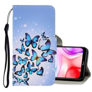 For Xiaomi Redmi 8 3D Colored Drawing Horizontal Flip PU Leather Case with Holder & Card Slots & Wallet(Multiple Butterflies)