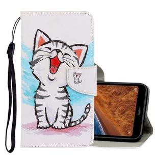 For Xiaomi Redmi 7A 3D Colored Drawing Horizontal Flip PU Leather Case with Holder & Card Slots & Wallet(Red Mouth Cat)