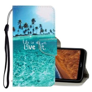 For Xiaomi Redmi 7A 3D Colored Drawing Horizontal Flip PU Leather Case with Holder & Card Slots & Wallet(Coconut Tree)