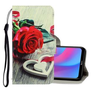 For Xiaomi Redmi 8A 3D Colored Drawing Horizontal Flip PU Leather Case with Holder & Card Slots & Wallet(Red Rose)