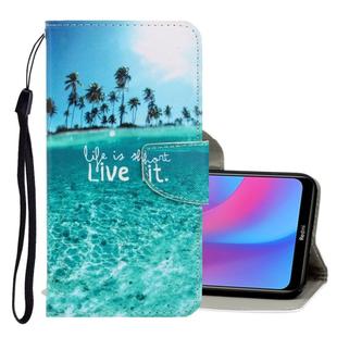 For Xiaomi Redmi 8A 3D Colored Drawing Horizontal Flip PU Leather Case with Holder & Card Slots & Wallet(Coconut Tree)