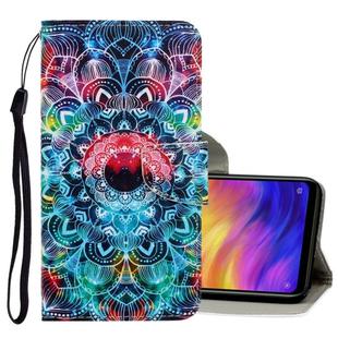 For Xiaomi Redmi Note 7 3D Colored Drawing Horizontal Flip PU Leather Case with Holder & Card Slots & Wallet(Mandala)