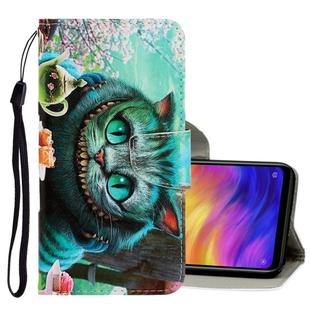 For Xiaomi Redmi Note 7 3D Colored Drawing Horizontal Flip PU Leather Case with Holder & Card Slots & Wallet(Green Eyes)