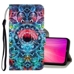 For Xiaomi Redmi Note 8 3D Colored Drawing Horizontal Flip PU Leather Case with Holder & Card Slots & Wallet(Mandala)
